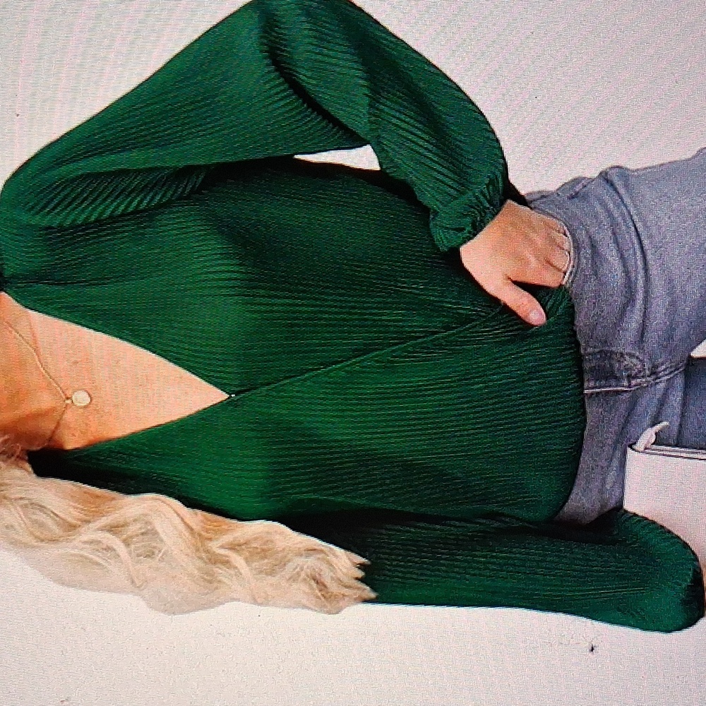 Green V-Neck Blouse Size Small